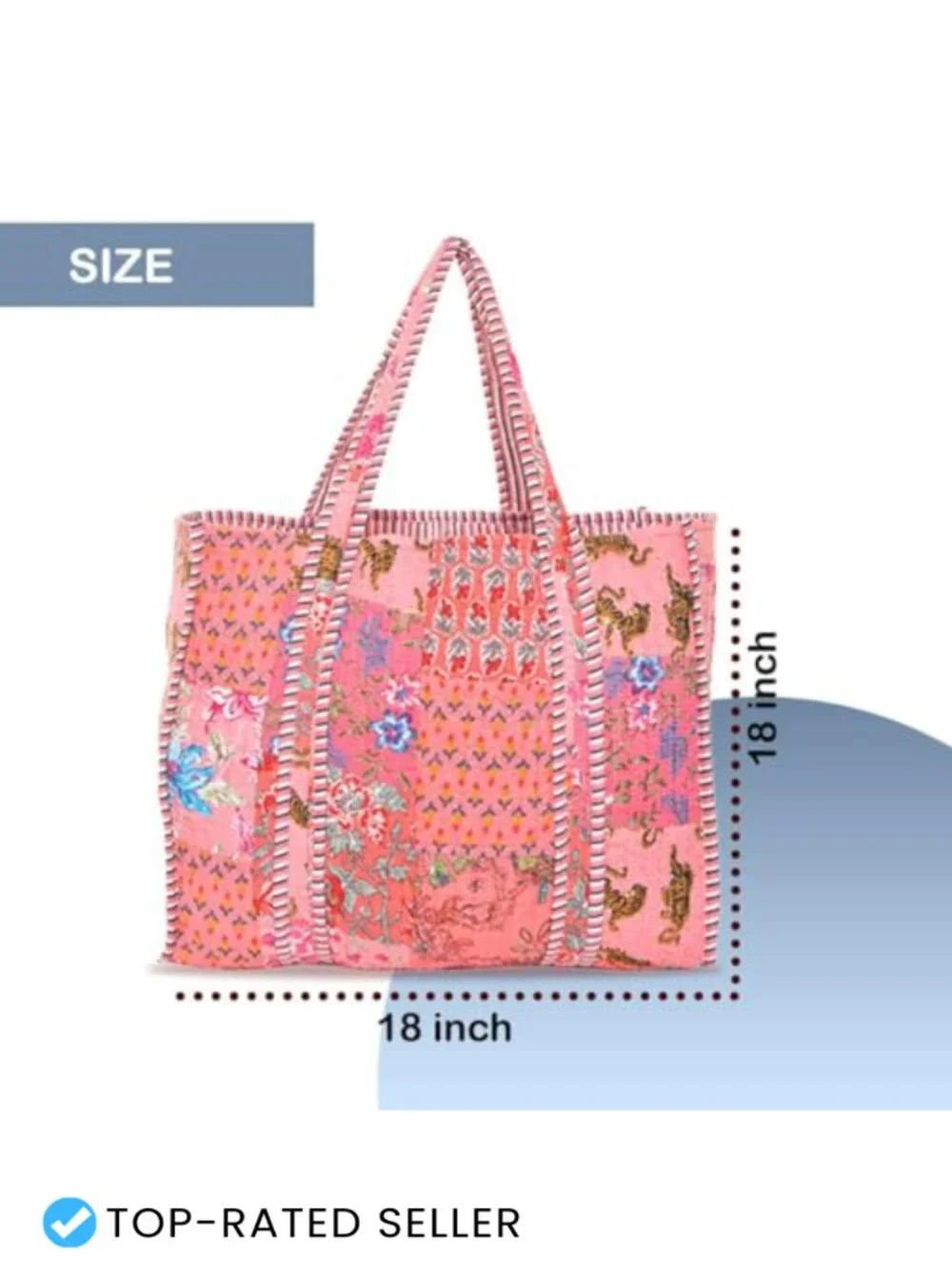 100% Cotton Lightweight Tote Bag with Interior Pocket Casual Handbag for Work